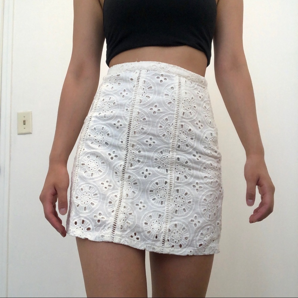 Hollister White Lace A-Line Skirt